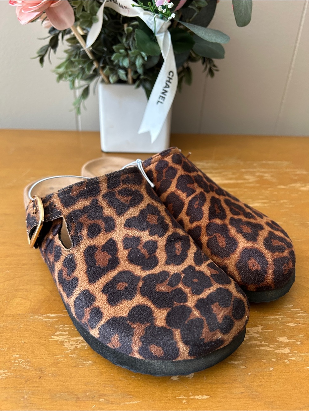 NWOT Time and Tru Leopard Print Clog Mules - Brown and Black